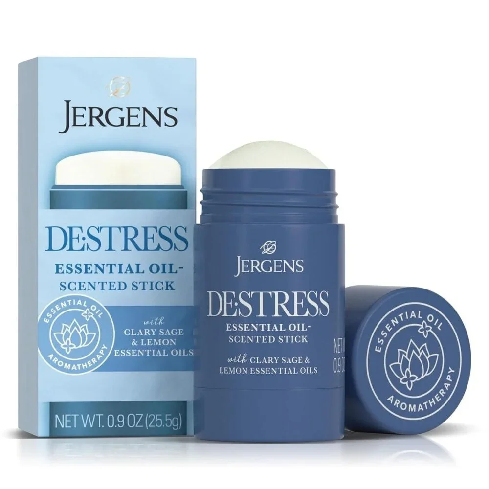 2 Jergens Destress Essential Oil-Scented Stick Clary Sage & Lemon 0.9 Oz Each